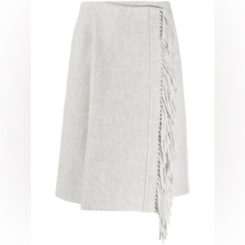 Fringed Wool Wrap Skirt